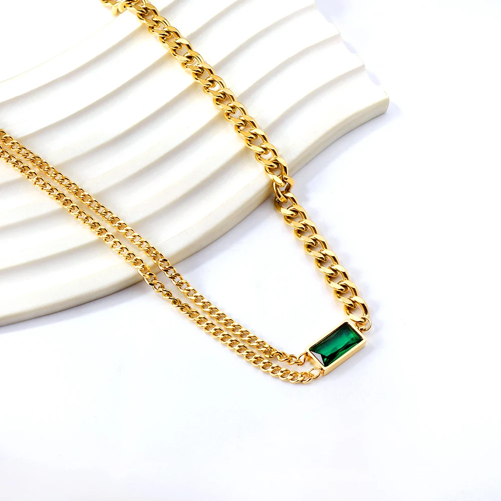LUXUSTEEL Cubic Zirconia Pendant Necklace Stainless Steel Crystal Female Necklace Waterproof Imitaiton Pearl Men Chain Pendant
