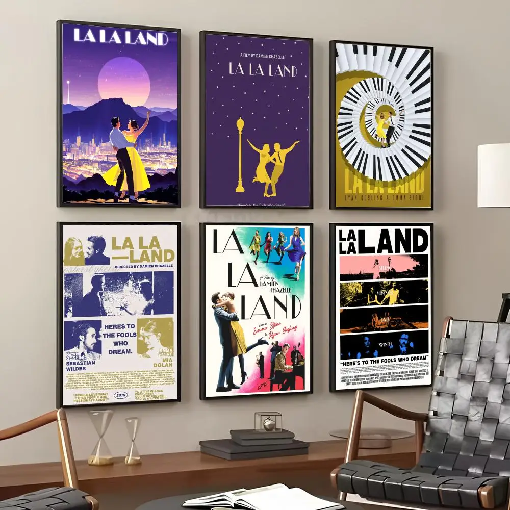 L-la La Land Movie Painting Calligraphy Cotton Canvas Wall Art Poster Quality Decor Painting for Living Room Home Decor
