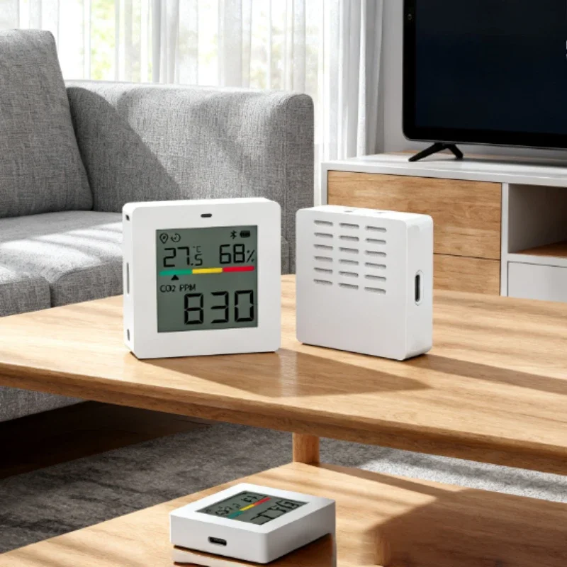 Miaomiaoce Air Quality Detector 4‑in‑1 CO2 Temperature Humidity Time Monitor Smart APP Control Home Thermo‑hygrometer