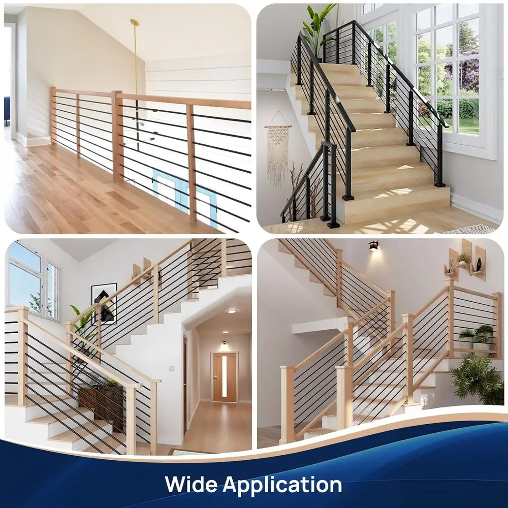 Matte Black 35/64 Hollow Iron Balusters, 7 Packs x 8, for 14mm Wood Drill, Indoor Staircase Railing