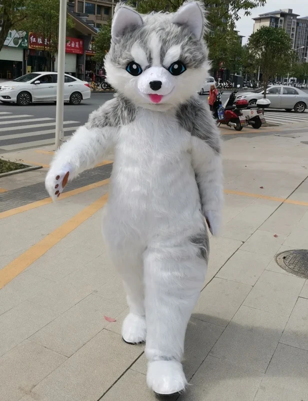 Süße weiße Katze Cartoon Puppe Kostüm Husky Hund Mann Walking Performance Erwachsene Cosplay Kleidung Katze Tier Maskottchen Kostüm
