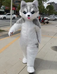 Cute White Cat Cartoon Doll Costume Husky Dog Man Walking Performance Adult Cosplay Clothing Cat Animal Mascot Costume
