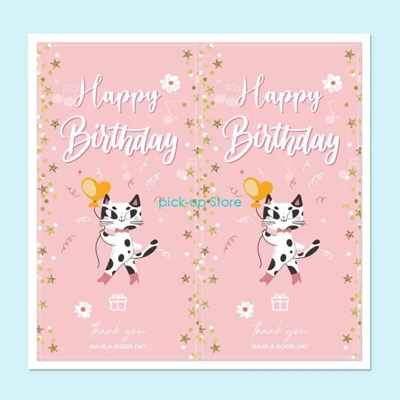 Q5WA 50Pcs Happy Birthday Sealing Sticker for Metal Glass Gift Box Papper Bag