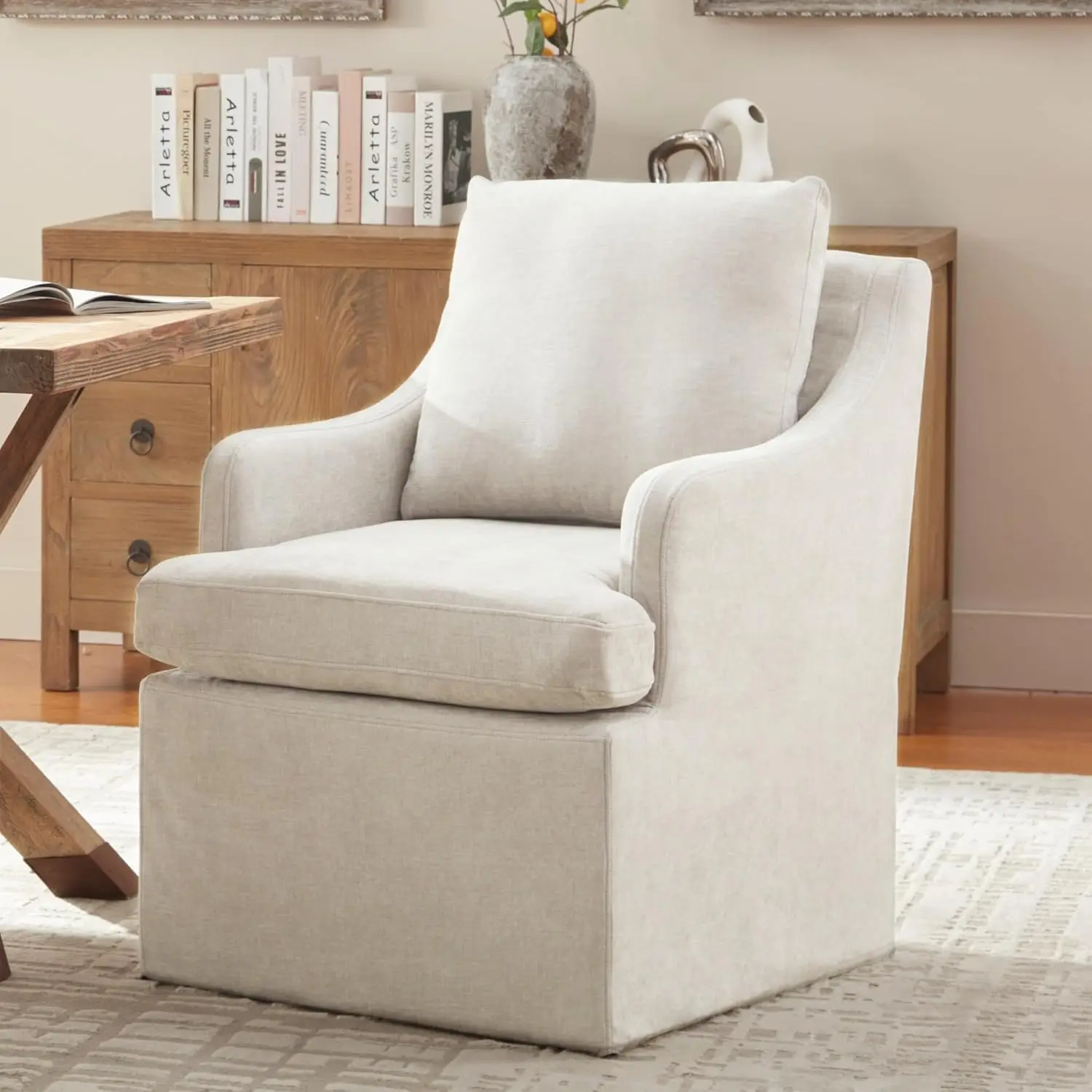 Upholstered Dining Chairs Set of 6, Dining Room Chairs with Casters