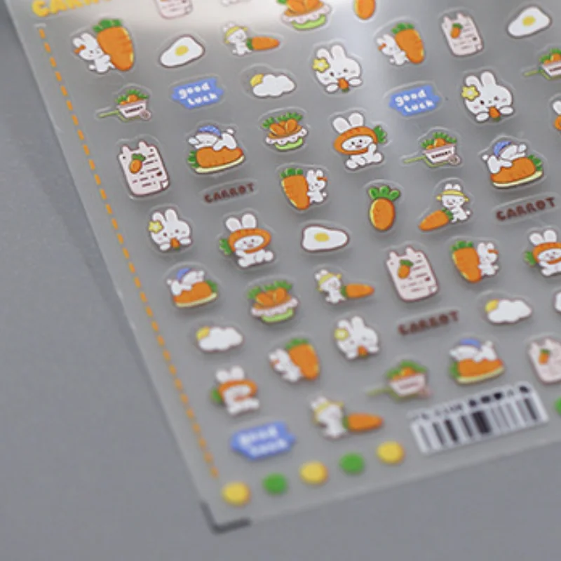 Adesivo Kawaii para nail art, decalques auto-adesivos, design de desenhos animados, coelho e kawaii, transferência, diy, diy, 1 parte