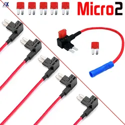 5 Pcs 12V 24V Car 16AWG Wire Fuse Holder Add-a-circuit Piggy Back TAP Adapter Kit with 10A Micro2 APT ATR Blade Fuse Holder Tool