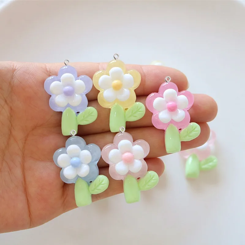 10Pcs Transparent Flower Resin Pendants Clothing Shoes DIY Charms for Jewelry Earrings Bracelets Key Chain Making Accessories