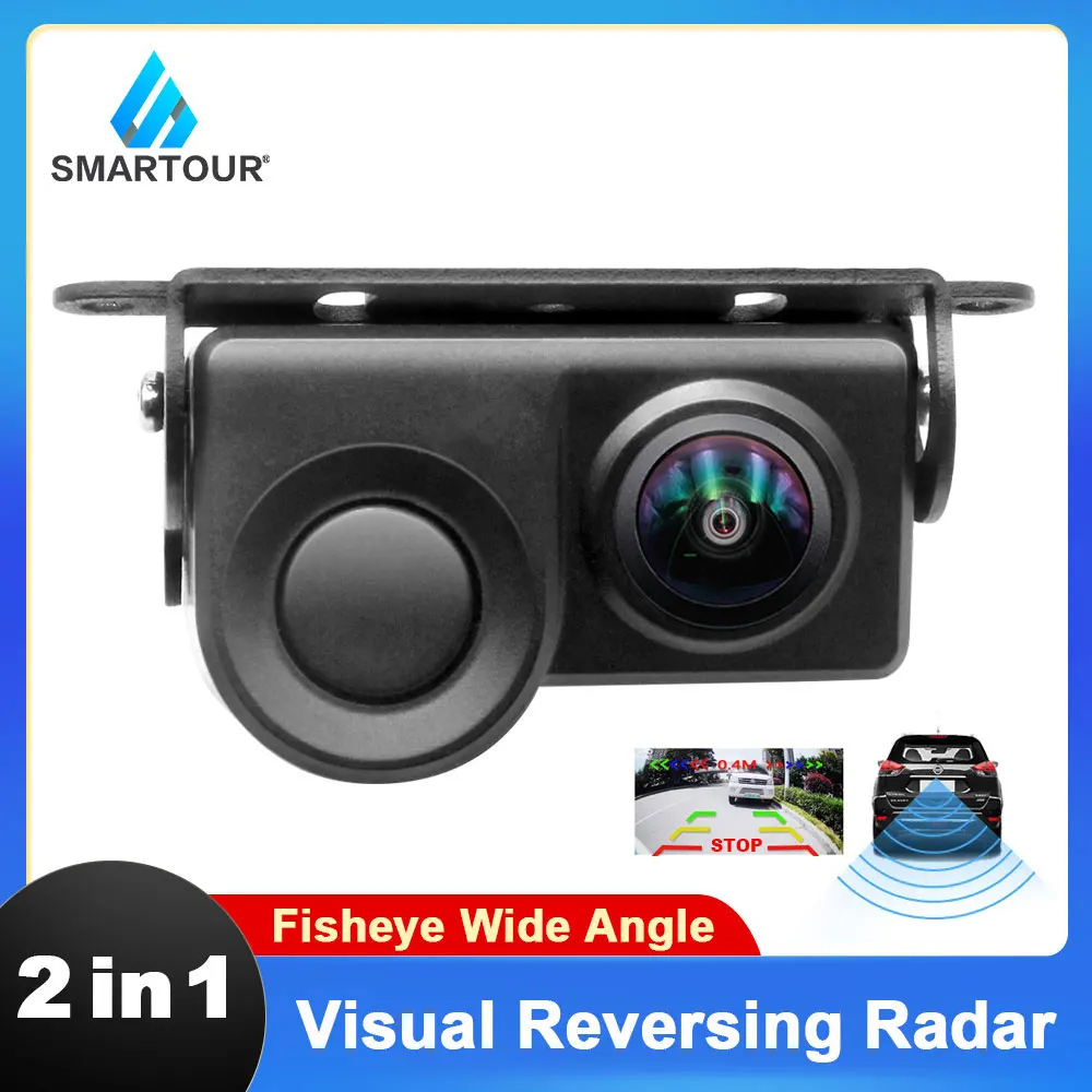 SMARTOUR 2 in 1 Sound Alarm Parking Assistant System Radar Detector Sensor Car Reverse Backup Rear View Camera Night Vision