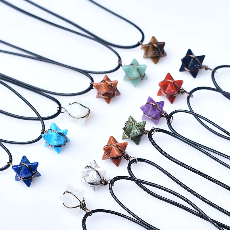 1PC Natural Crystal Quartz Merkaba Pendulum Pendant Stone For Fashion Charm Men Women Jewelry Reiki Amulet Mineral Simple Gift