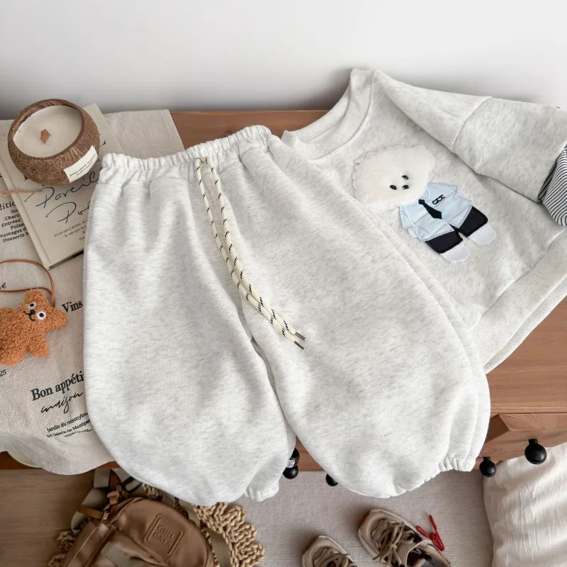RAISE Herbst 1-12 Jahre Kinder Jungen 2-teiliges Kleidungsset mit Hundeaufdruck, Kinder Jungen Fake Two Piece Oberteil + Hose, Outfits, Teenager Jungen Trainingsanzüge – Detail 10