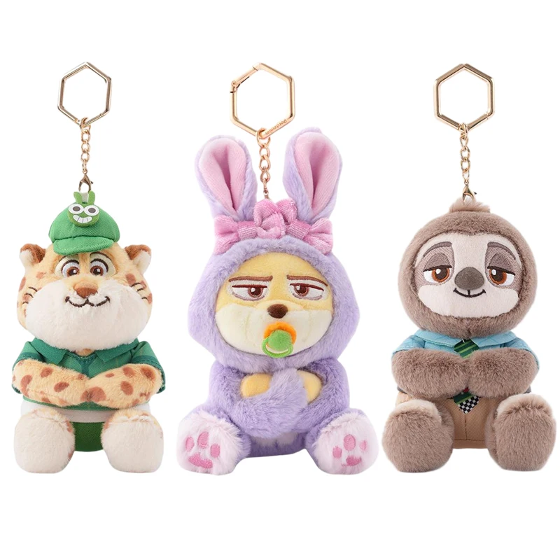 

Original Disney Zootopia 2 Nick Wilde Judy Hopps Chief Bogo Benjamin Clawhauser Flash Keychain Plush Toys