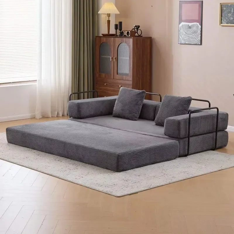 Modern Deep Seat Foldable Sofa Bed High Density Sponge Compressed No Assembly Required Upholstered Sofa