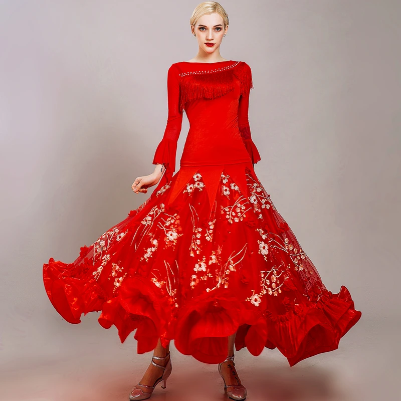 تنورة الرقص الحديثة قاعة الرقص المنافسة الملابس الوطنية القياسية ممارسة الملابس ملابس الرقص المربعة الجديدة