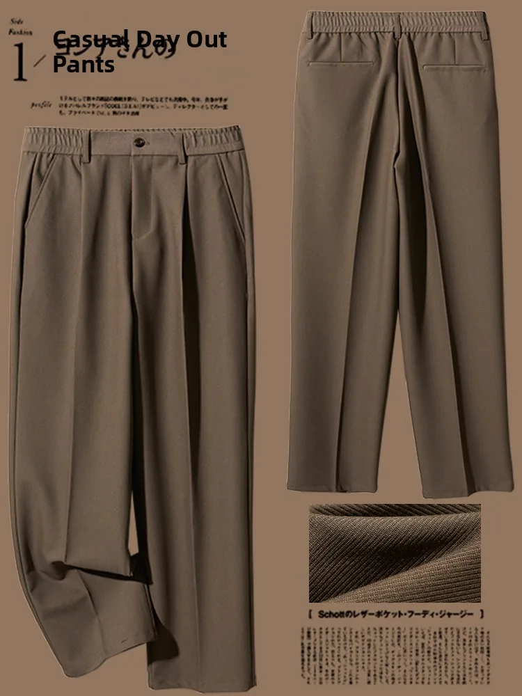 

Мужские брюки Ele lectual Sle с эластичным поясом, из тонкой ткани, свободного кроя, прямые, повседневные