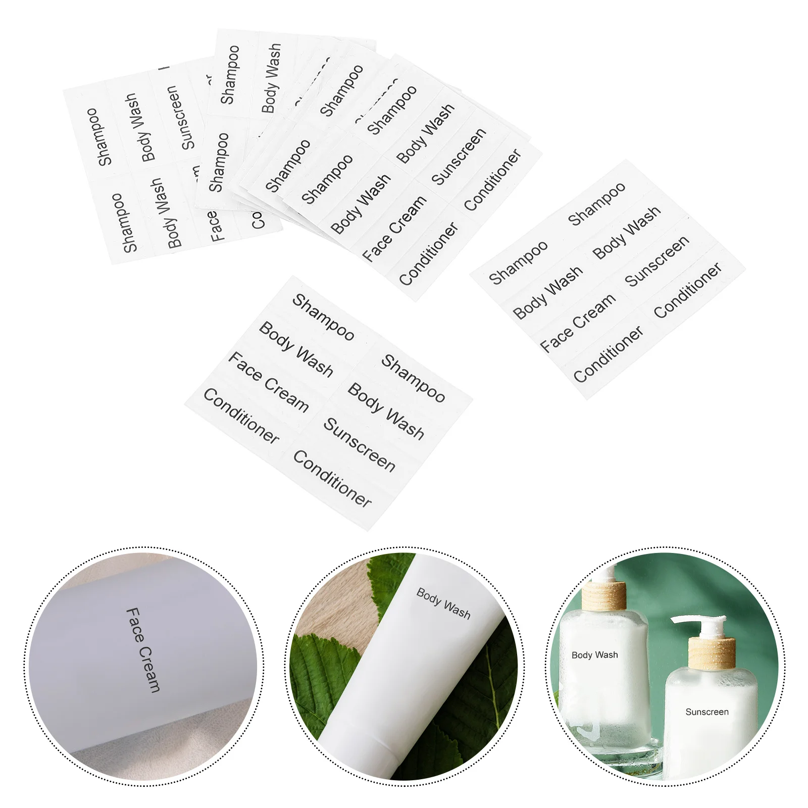 

10 Sheets Waterproof Cosmetics Labels Black Ink Transparent Stickers for Travel Shampoo Bottle ganization Sub Storage Tags