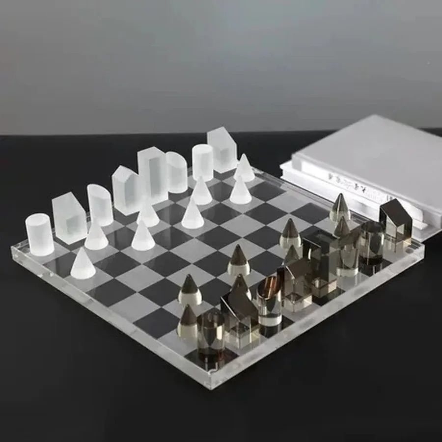 Desktop Decor Hand Stainless Steel Made Wooden Craft X O Chessboard Luxury Tic Tac Toe Chess Board Game Handicraft Art European