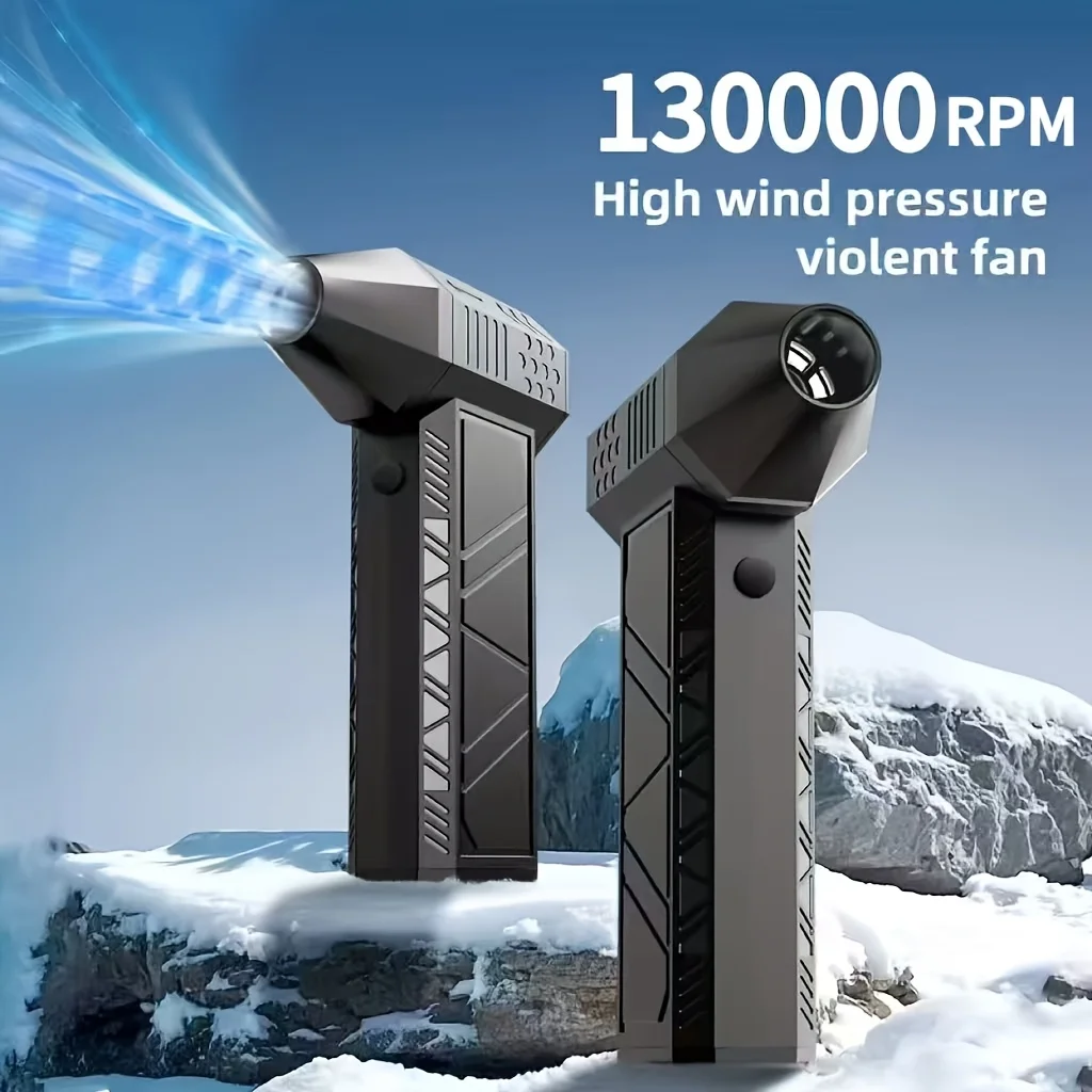 Wireless Rechargeable Air Blower & Dust Collector ,130K RPM High-Power Turbo Fan, Adjustable Wind, Multi-Functional Portable Fan