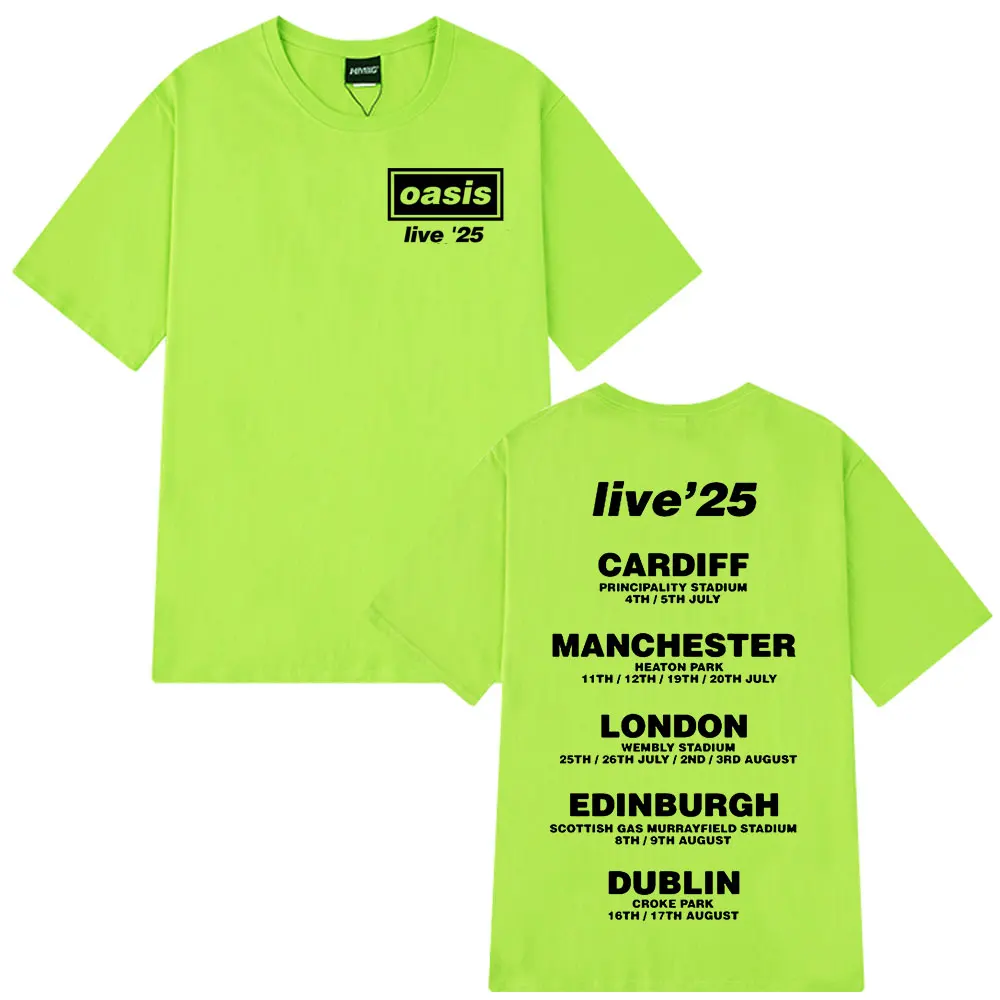 O-Oasis Live 25 Tour T-Shirt Men's Cotton Casual Print