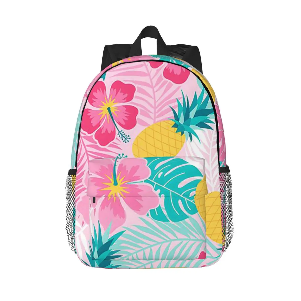 

Tropical Hawaiian Pineapple Flowers Backpack Daypack Large Capacity Boys Girls BookBag Shoulder Bags for Men Women School Bag