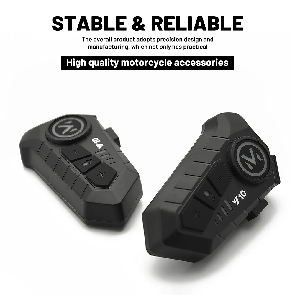 Y10 Motorcycle Intercom Headset Helmet Bluetooth 5.3 For 2 Riders Intercommunicator 300M Waterproof  CVC+DSP Motorbike Interphon