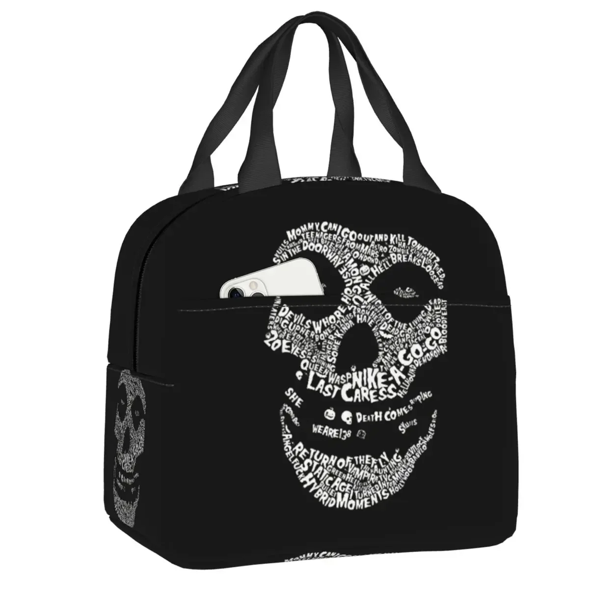 Horror Rock Misfits Skull Lunch Bag Women Portable Cooler Thermal Insulated Lunch Box per Picnic all'aperto conservazione cibo Bento Box