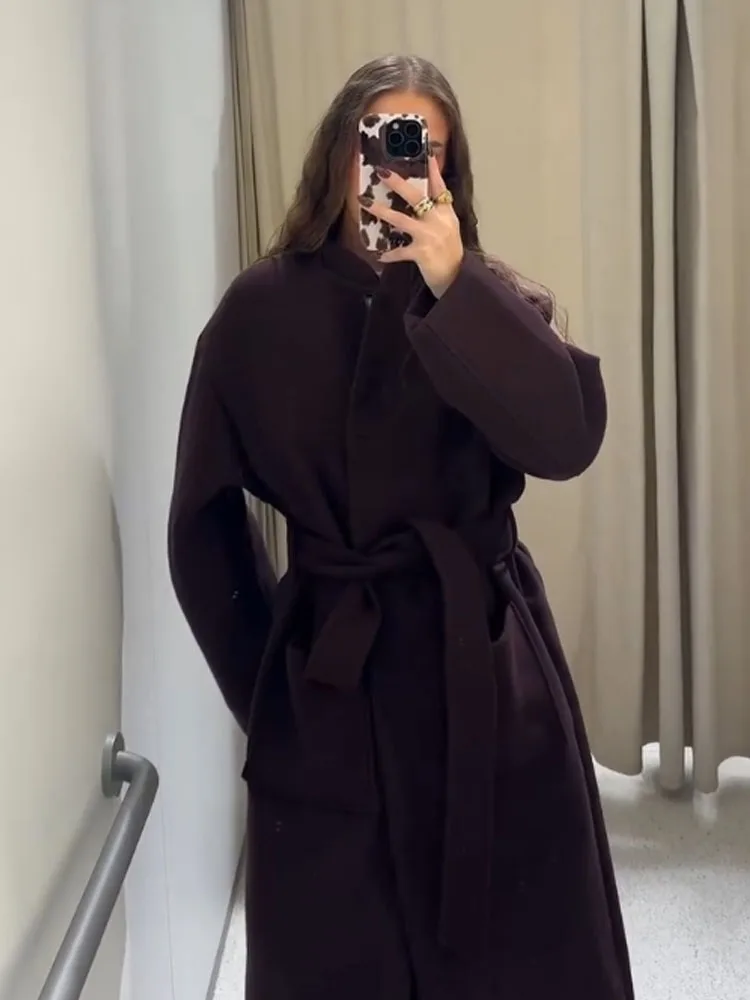 

HH женское зимнее модное однотонное пальто с шарфом и воротником в британском стиле, темно-синее пальто, женские уличные повседневные темпераментные двухцветные куртки