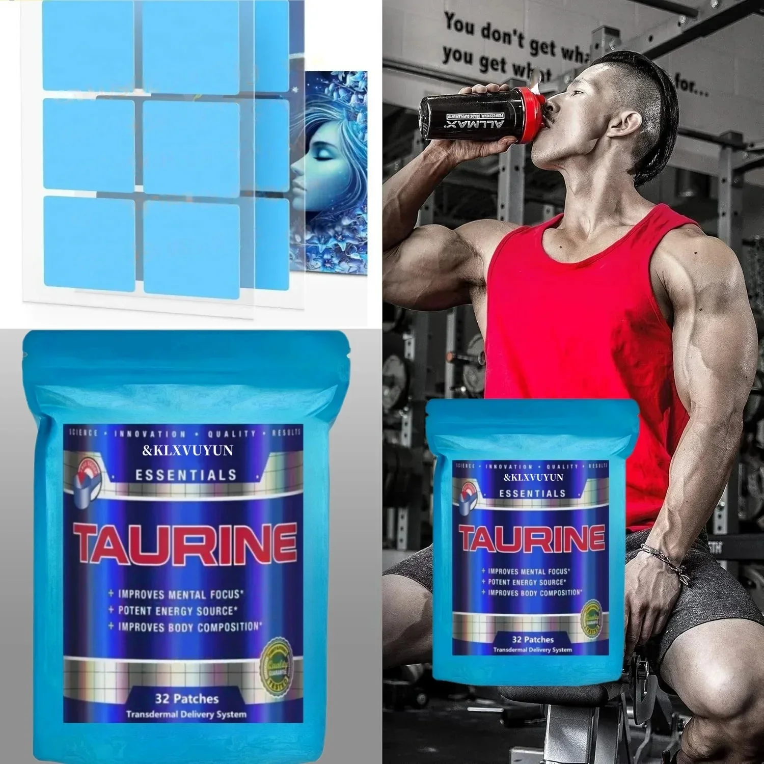 Taurine + Creatine Monohydrate Transdermal Patches, Muscle Strength, Focus, Memory - Best Creatine for Muscle Growth