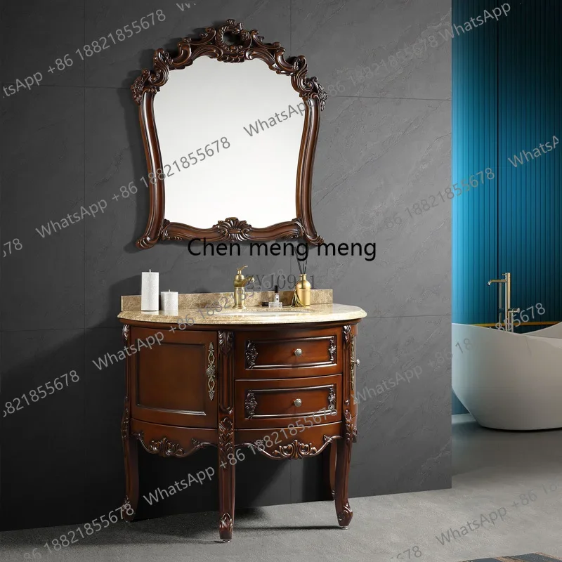 

Импортный дубовый шкаф для ванной комнаты RR Arc, европейский стиль, комбинация тумбы и раковины.