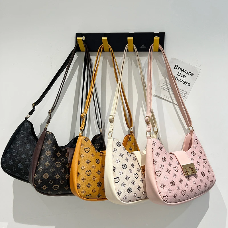 

New Presbyopia Pea Bag 2023 Women's Bag Retro Women's Shoulder Bag Foreign Trade Bag Female Wholesale Printed Underarm Bag