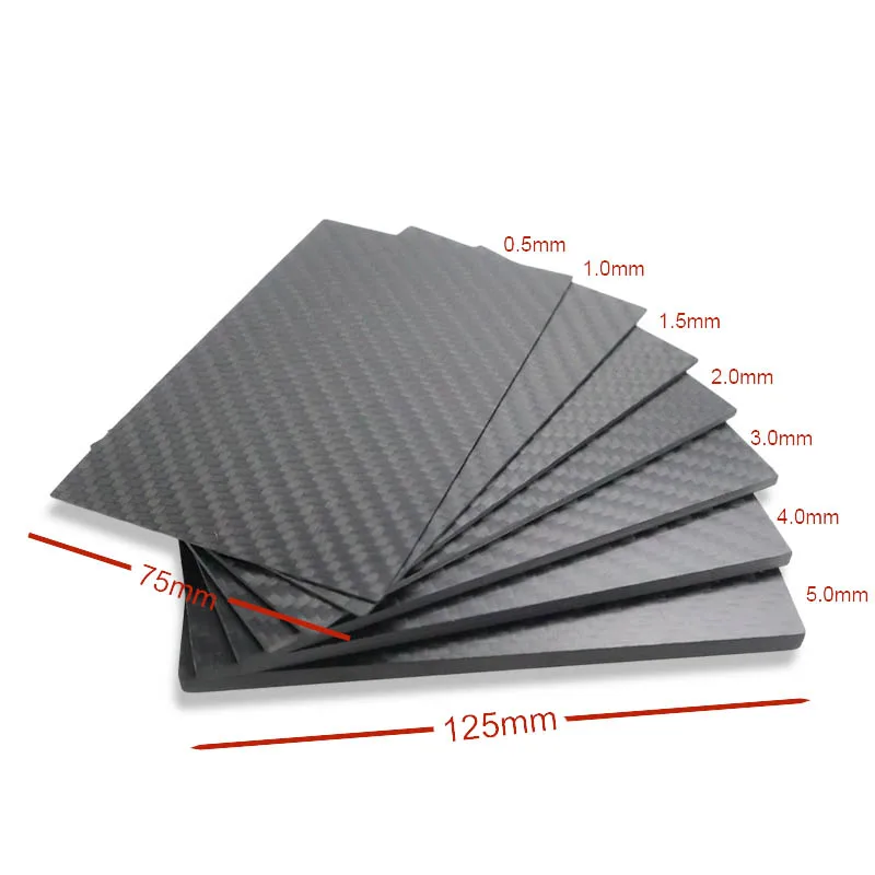 125mmX75mm0.5/1/1.5/2/3/4/5mm Carbon Plate Panel Sheets High Composite Hardness Material Carbon Fiber Board Easy to Install