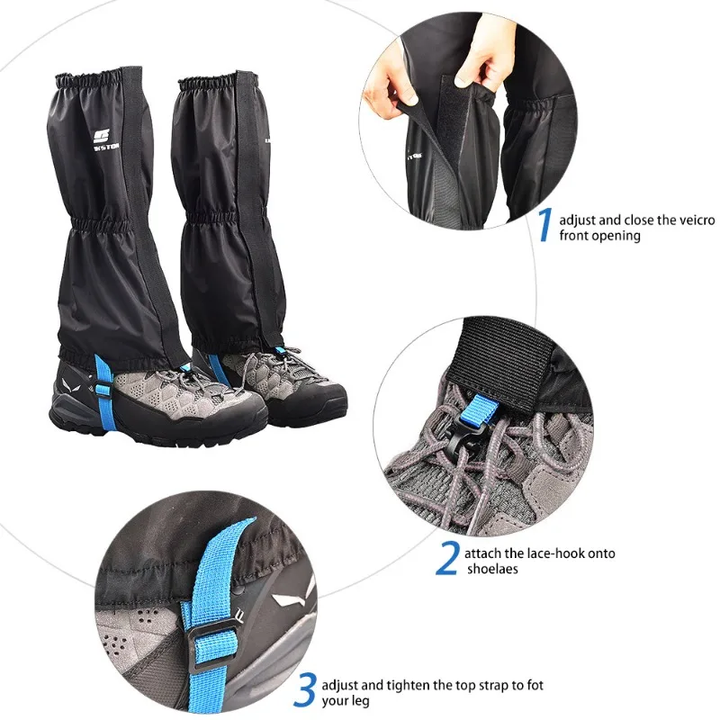 2Pcs Leg Gaiters Waterproof Snow Boot Shoe Cover Outdoor Hiking Camping Skiing Legging Gaiters Shoes Boots Cover Snowshoeing