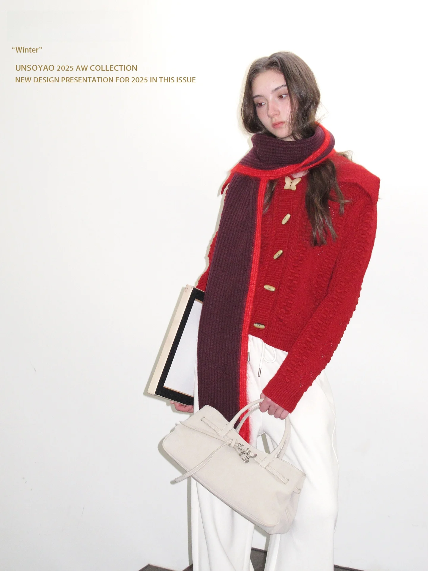 

Красный вязаный свитер-пальто Cisas Vol Winter с объемным воротником и 3D-узором в виде цветов, свободный крой, женский, онлайн-продажа