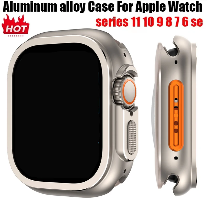 

Чехол из алюминиевого сплава для Apple Watch Ultra 3/2 49 мм серии 11 10 9 8 7 6 se, бампер из ТПУ + металлическая рамка для iWatch 46/42/45/44/41/40 мм