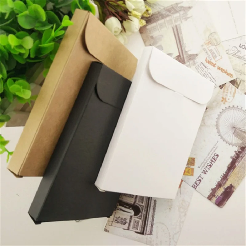 Blank Kraft Paper Photo Box, White DIY Multifunction Envelope, Postcard Package, Paper Card Box, 15.5x10.8x1.5cm, 20Pcs Lot