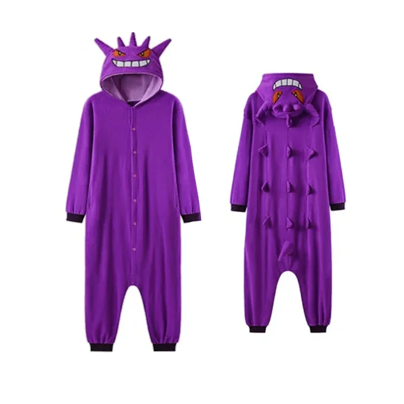 Gengar pajamas cosplay costume fleece women anime Kigurumi pokenon onesies for adults one-piece pijama men sleepwear bodysuit