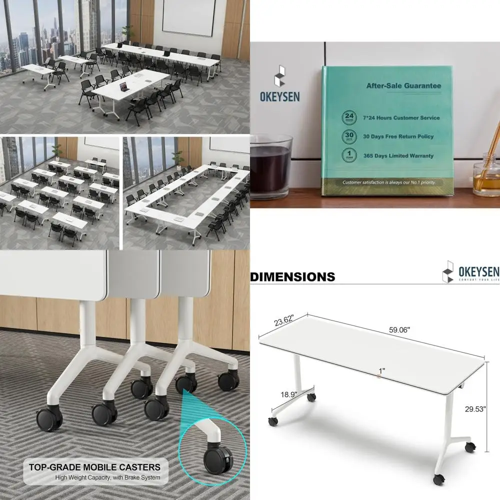 

Стол для конференций и тренингов, с выдвижной столешницей и блокирующимися колесами, подходит для использования в качестве рабочего стола руководителя или в учебных классах, 59.06x23.62x29.53