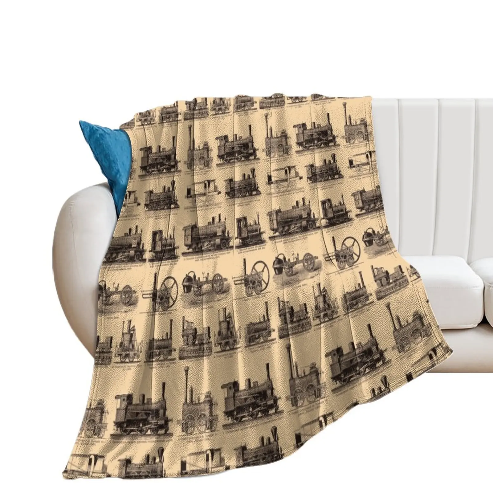 

Vintage retro steam old trains poster backpack Throw Blanket Flannel cosplay anime Sofa Throw Sofa Blankets