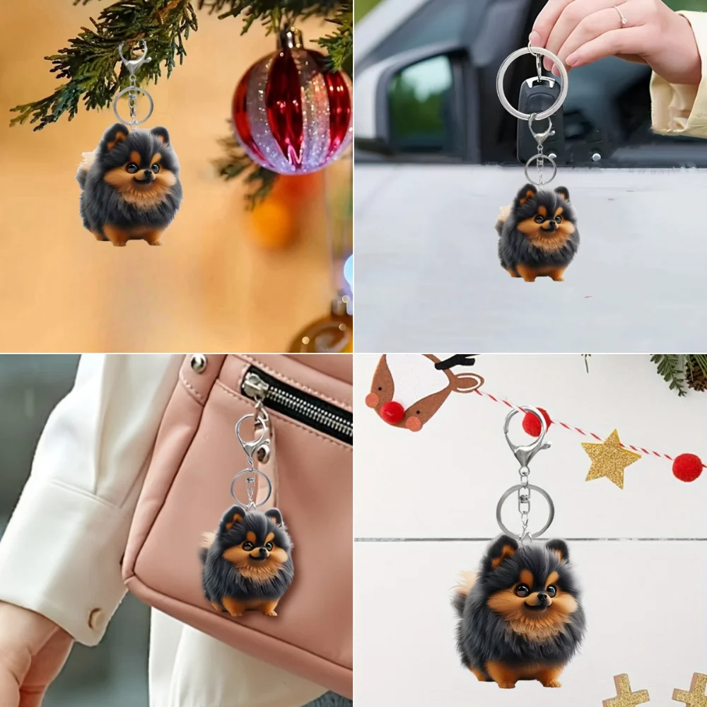 Cartoon Pomeranian Dog Pendant Versatile Charm Cute Puppy Keychain For Car Mirror,Backpacks,Home,Graduation Festive,Gift & Decor