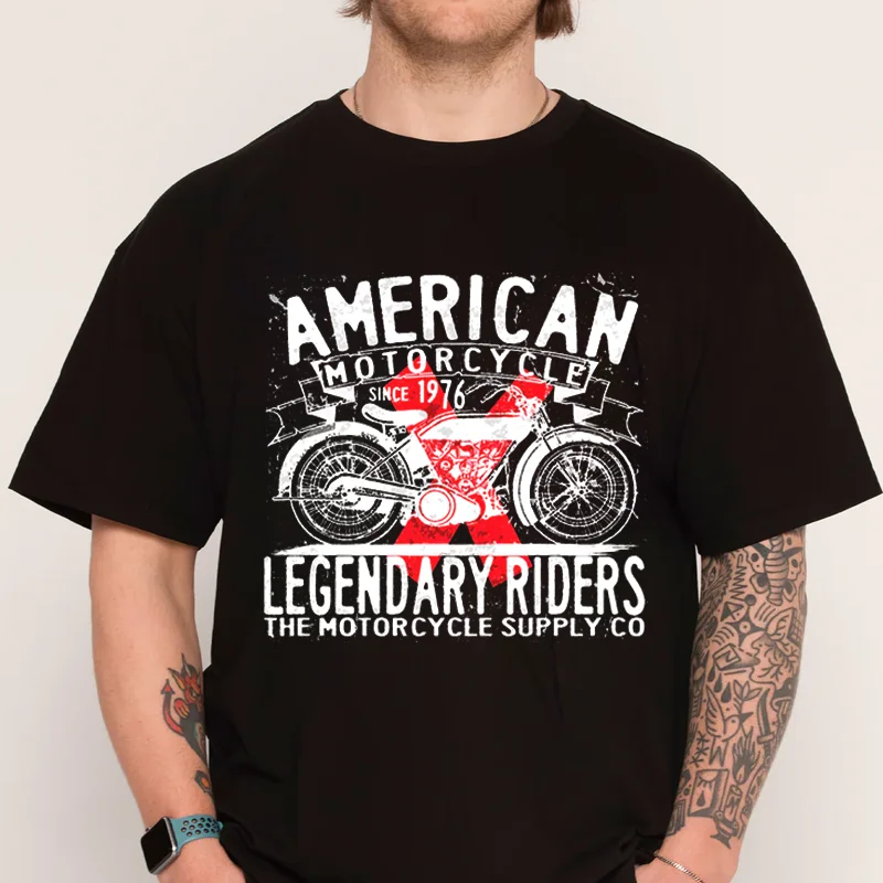 

Motorcycle Typography T Shirt T-shirt 100% Cotton O-Neck T Shirt Short Sleeve Casual Mens Tshirt