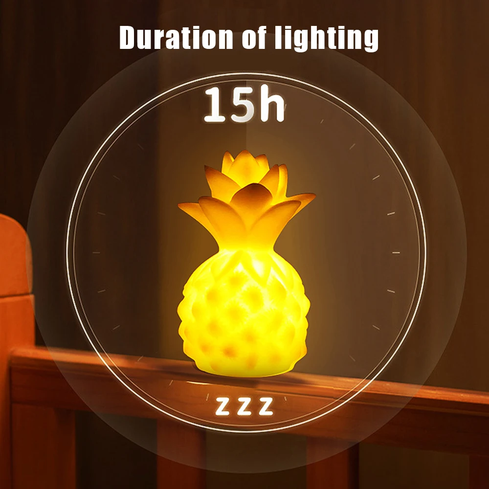 4 Color Night Lamp Led Lights Cartoon Pineapple Fruit Night Light Neon Room Decor Portable Table Bedside Lamps Gift Children