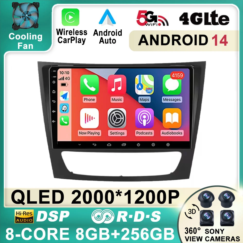 

Android 14 Car Player For Mercedes Benz E-class W211 E200 E220 E300 E350 E240 E270 E280 CLS CLASS W219 DSP IPS No 2Din 2 Din DVD