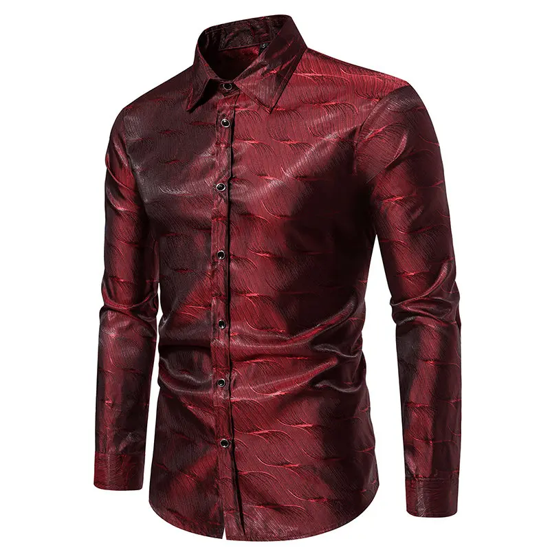 Camisa de manga comprida masculina de alta qualidade nobre luxo impresso casual camisa africana