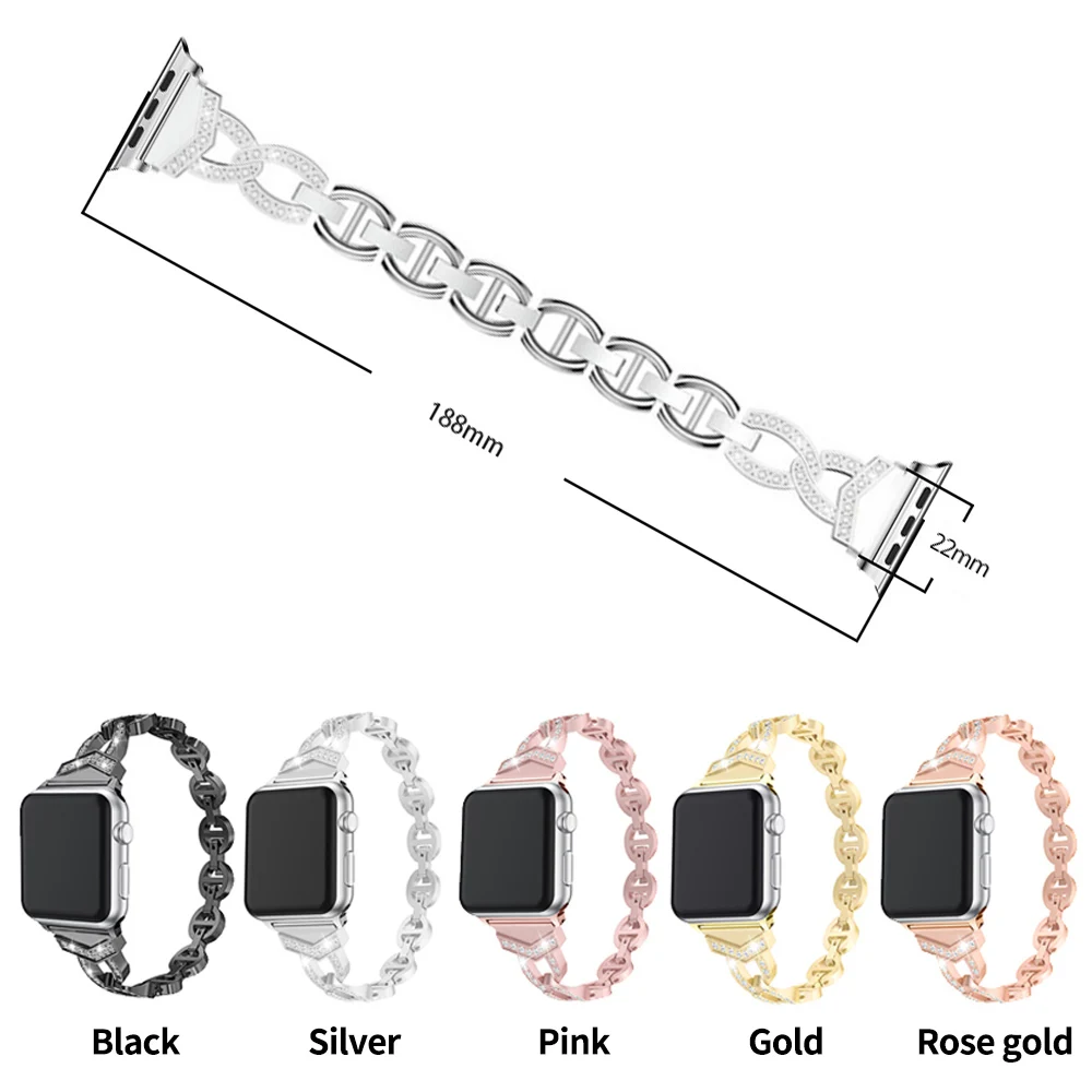 Metal Diamond VO Strap for Apple Watch Ultra2 9 8 7 45mm 41mm Bracelet Belt for iWatch Series 6 5 4 SE 40mm 44mm 3 42mm Band