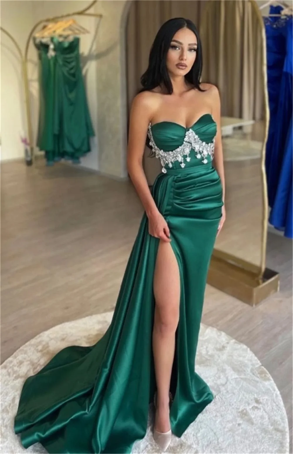 Lantejoula tafetá vestido de noite, Alças Sexy, Sereia Abrir Voltar Abraçando, Vestido Ocasião Elegante