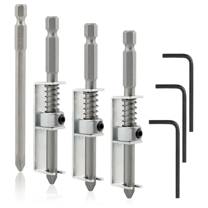 A25F-Anti-Drop Screwdriver Bit Holder, Spring Loaded 3 Pcs Single-Hand Operation Bit For Mechanics