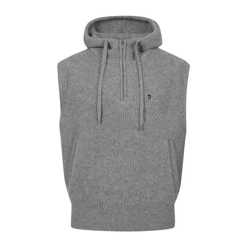 New Golf Clothing Men's Autumn/winter Hooded Half Zipper Fashion Versatile Warm Knitted Sleeveless Vest