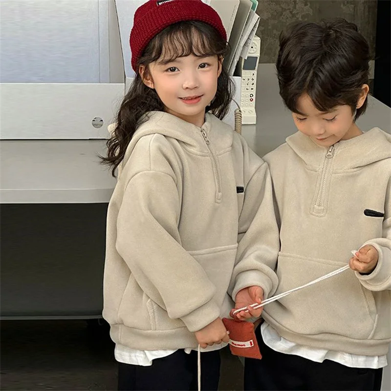 Hoodies for The Whole Family Warm Thick Coat Korean Fashion Mom Dad and Daughter Son Children Baby Winter Hooded Sweatshirts Top