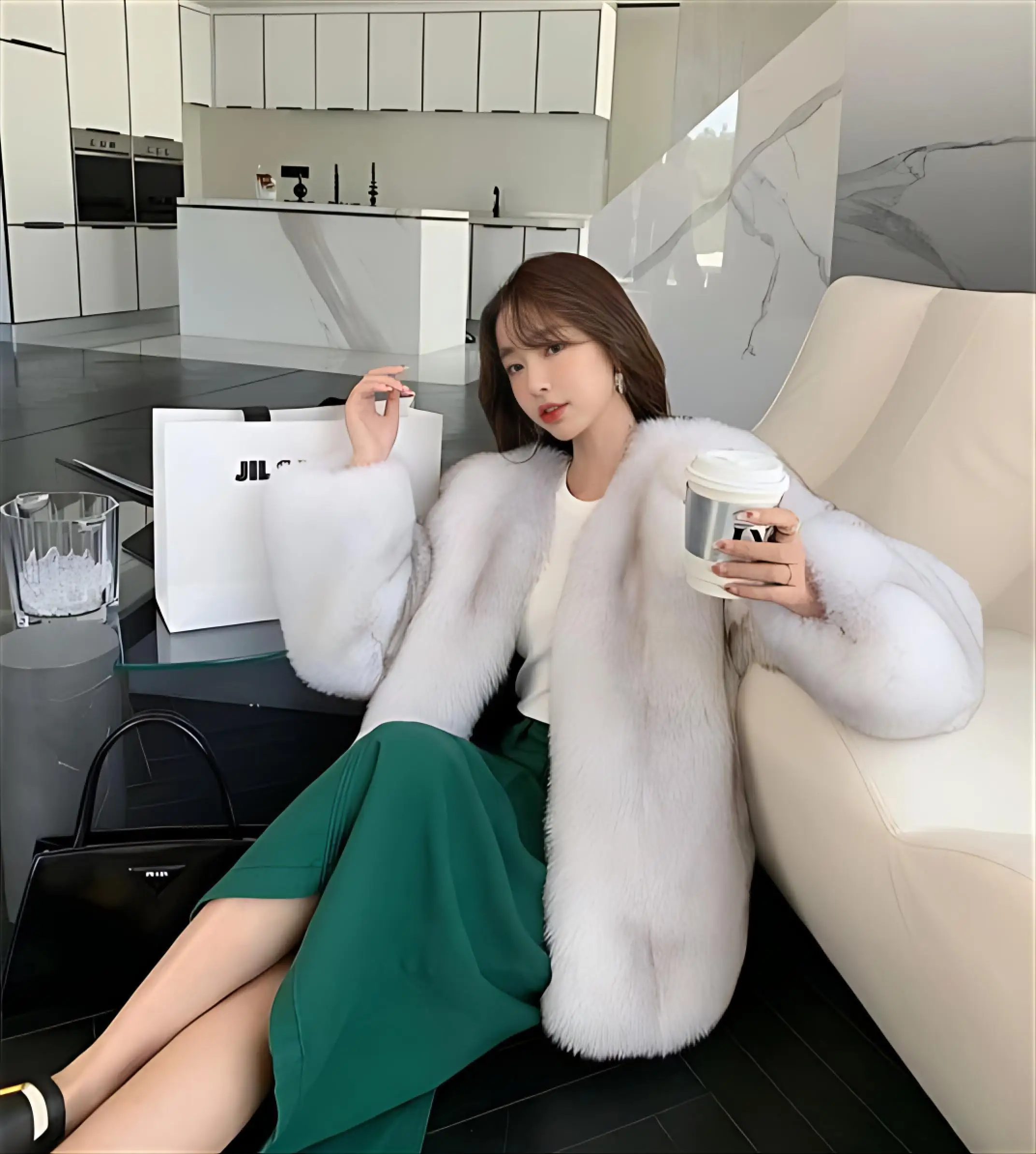 Cappotti multicolori in pelliccia sintetica da donna inverno addensato oversize Highstreet accogliente premium regolabile senza cuciture girocollo rovesciato slim