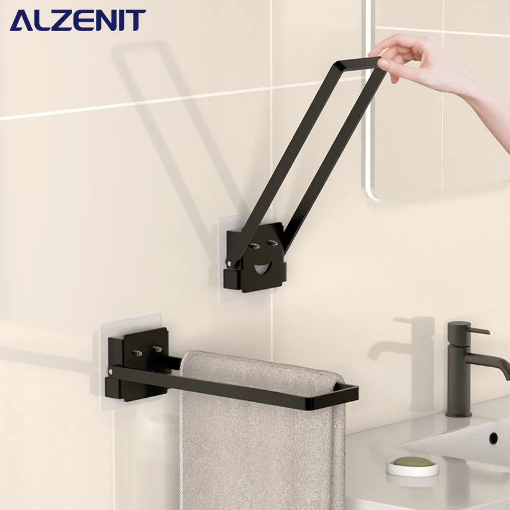 

Вешалка для полотенец из углеродистой стали, настенная полка для хранения, черный однополюсный держатель для ванной комнаты, стержень для хранения туалета, фурнитура, аксессуары