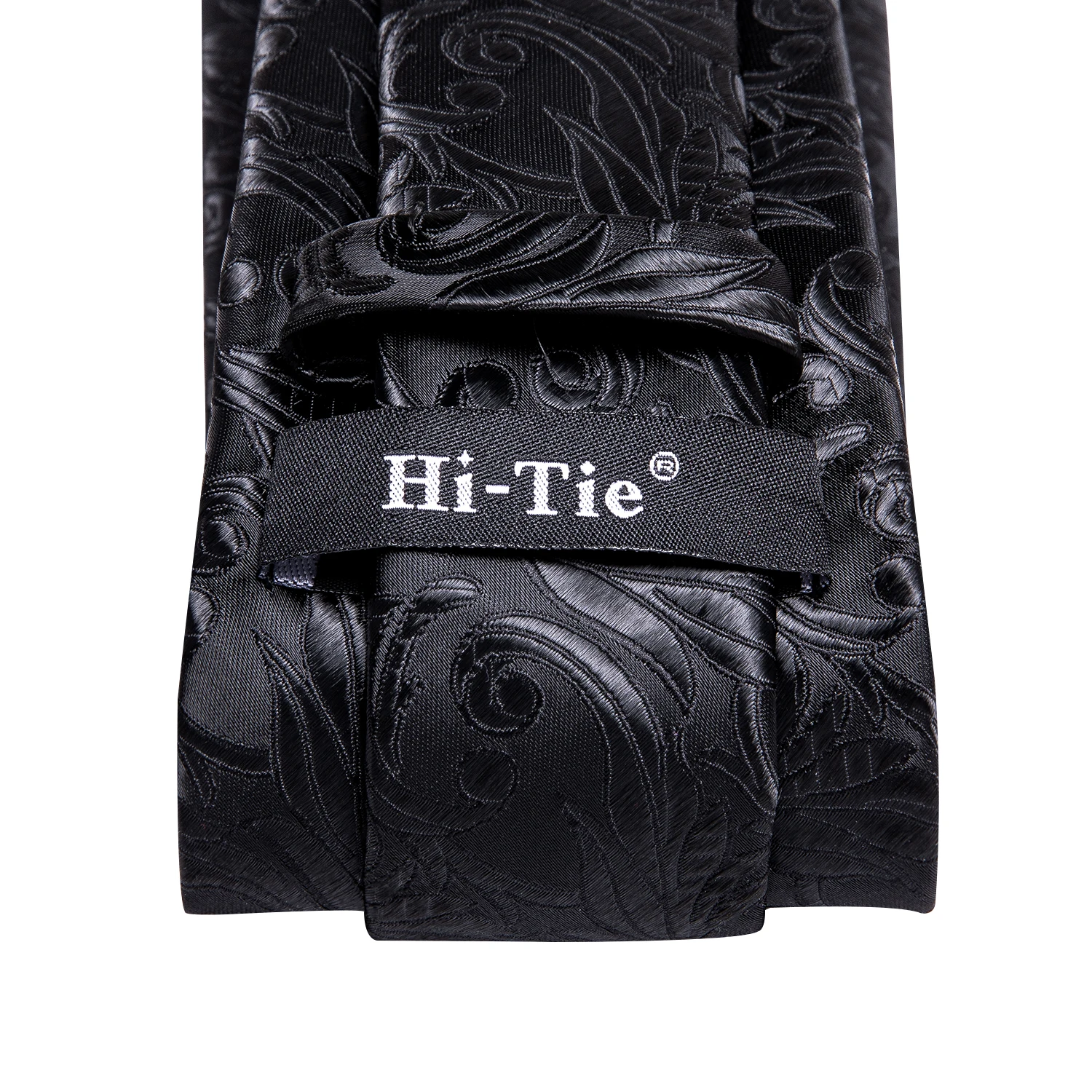 Hi-Tie Black Floral Paisley Silk Business Tie per uomo Handky Cufflink Set elegante cravatta da uomo Fashion Designer Business Party